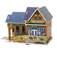 Statie tren Norvegiana Puzzle 3D din lemn